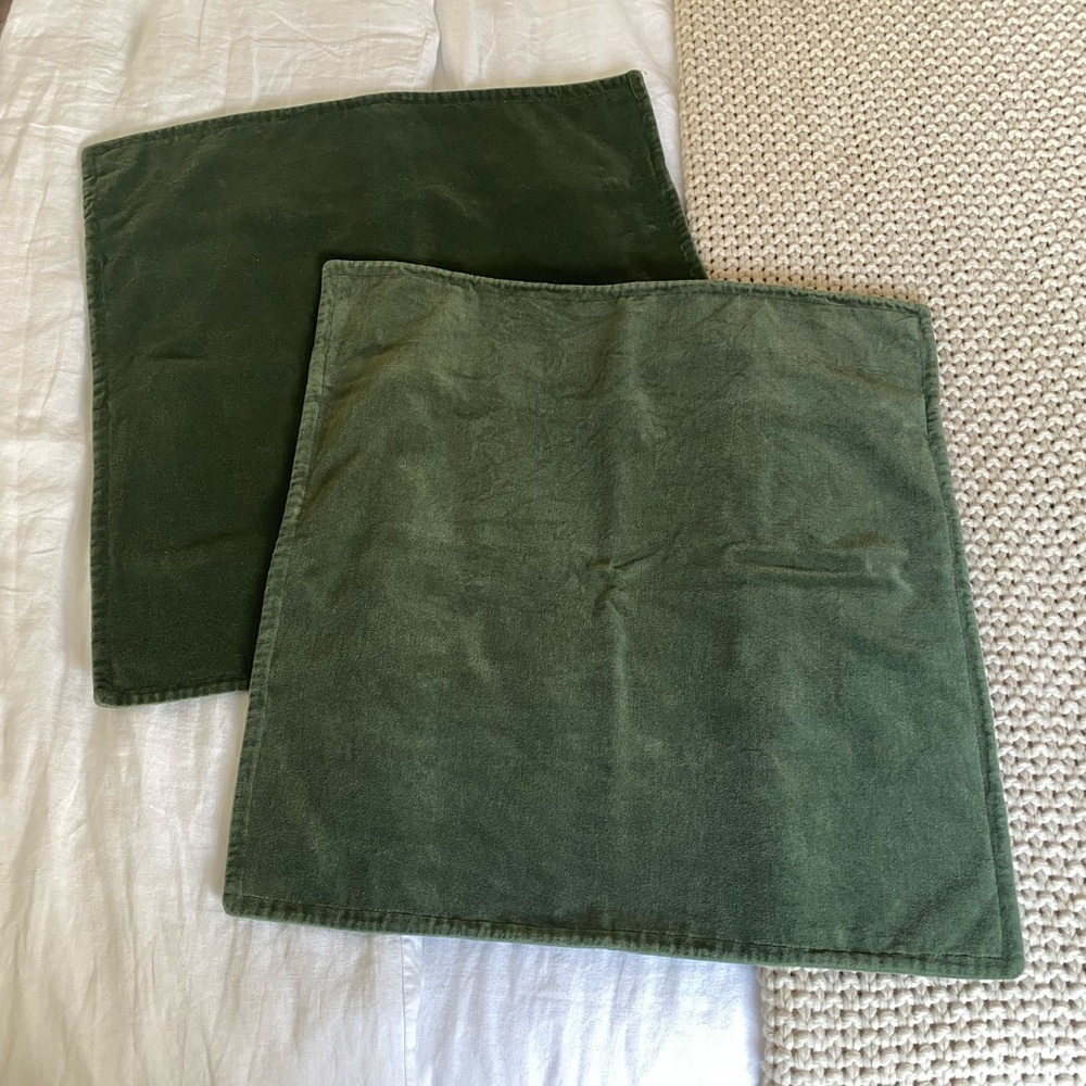 Olive green velvet 22x22 pillow covers